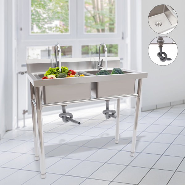 DENFER 35.8" L x 21.3" W Free Standing Bar Sink with Faucet Wayfair